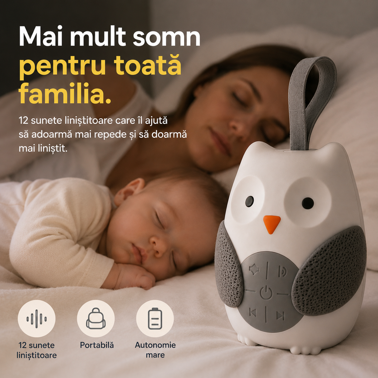 Bufnița Somnului™ – mai puține treziri noaptea pentru bebe și părinți